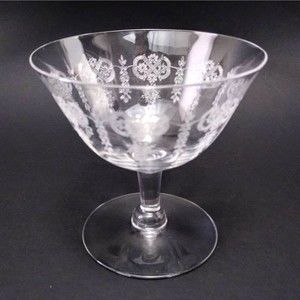 Fry Crystal -"King" etched pattern- 3 7/8" Low Sherbet glass replacement dessert